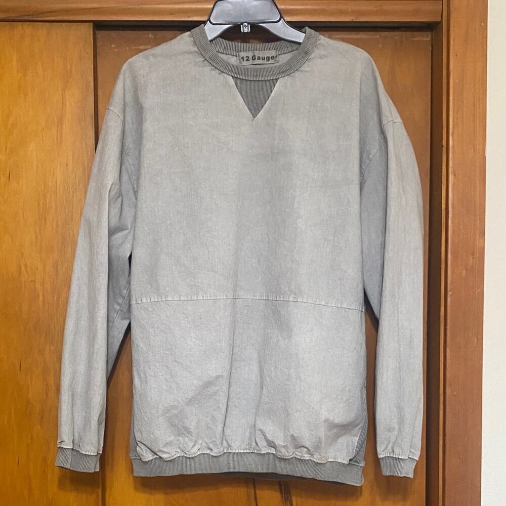 Men's Classic Gray Crewneck Cotton Sweater Sweatshirt Ribbed Elastic No Size